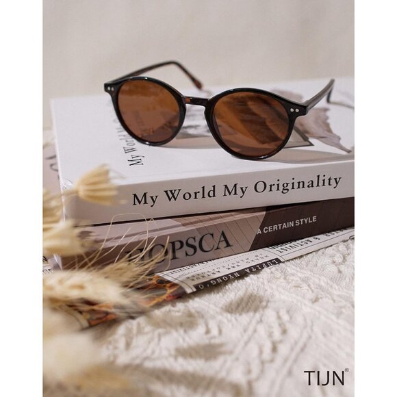 Vintage Small Round Sunglasses Polarized UV400 Tinted Sun Glasses for Women Men - Picture 2 of 8